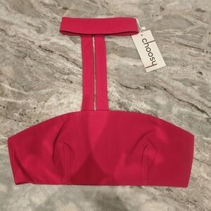 NWT Choosy Magenta Strapless Zip Crop Top Size 6